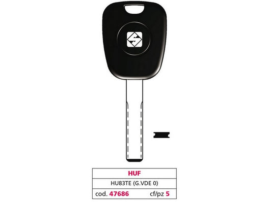 chiave per auto hu83te (g. vde 0) huf cod:ferx.vit47686