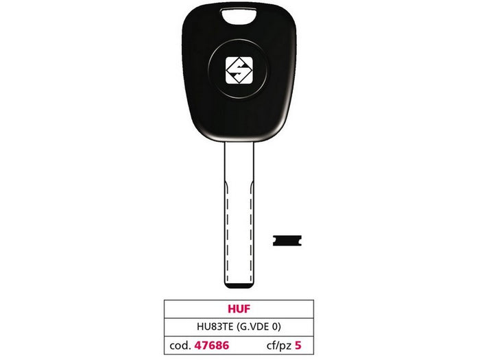 chiave per auto hu83te (g. vde 0) huf cod:ferx.vit47686