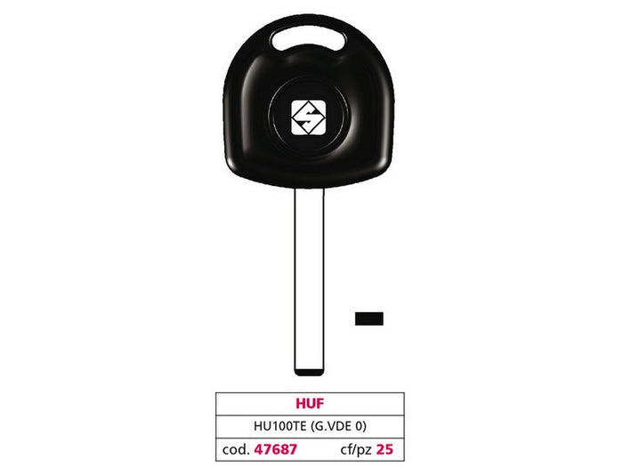 chiave per auto hu100te (g. vde 0) huf cod:ferx.vit47687
