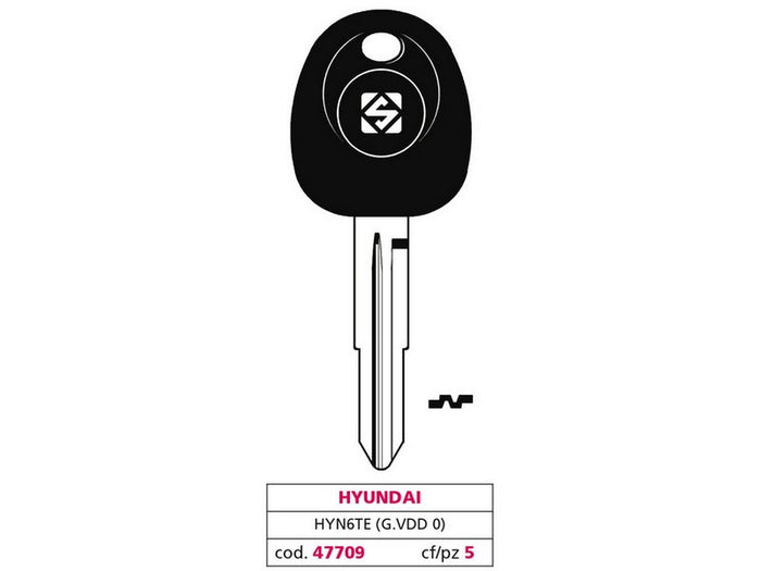 chiave per auto hyn6te (g. vdd 0) hyundai cod:ferx.vit47709