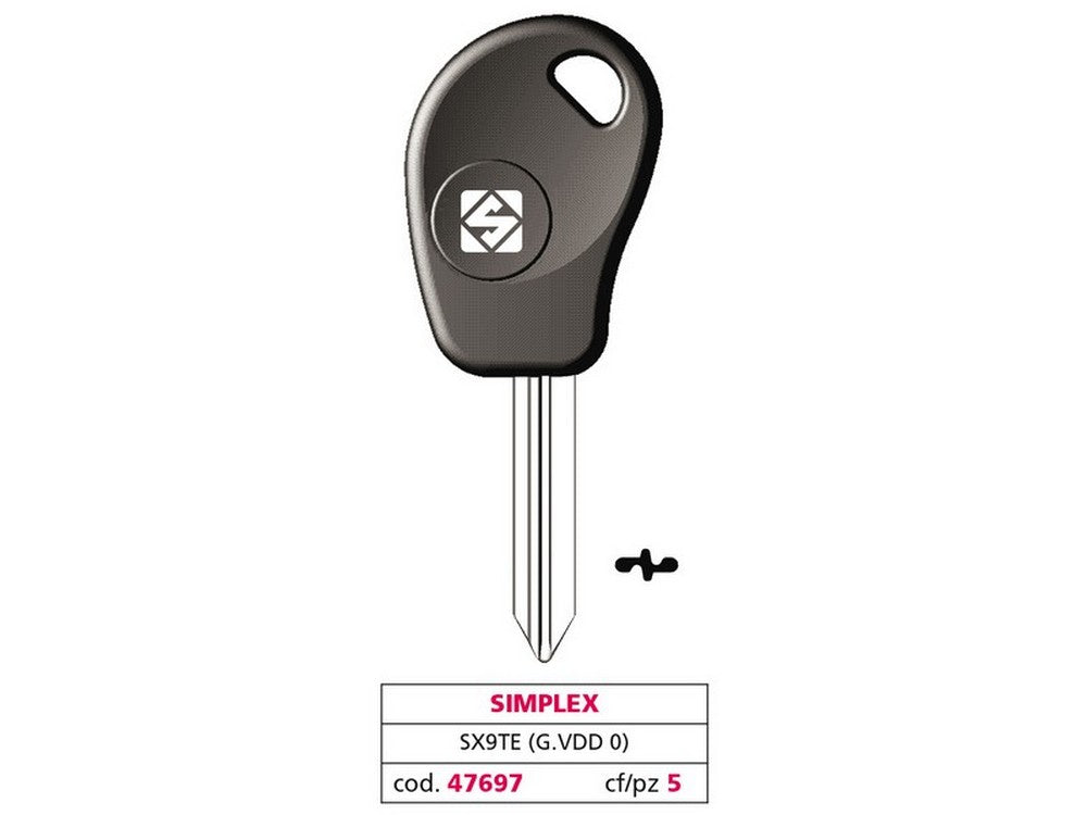 chiave per auto sx9te (g. vdd 0) simplex cod:ferx.vit47697