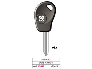 chiave per auto sx9te (g. vdd 0) simplex cod:ferx.vit47697