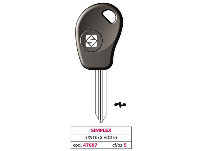 chiave per auto sx9te (g. vdd 0) simplex cod:ferx.vit47697