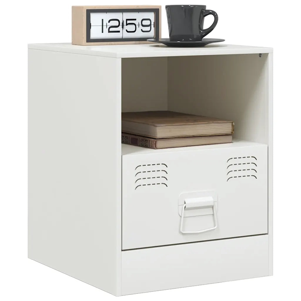 Set di 2 Comodini | Armadio da Notte | Mobiletto da notte Bianchi 34,5x39x44 cm in Acciaio