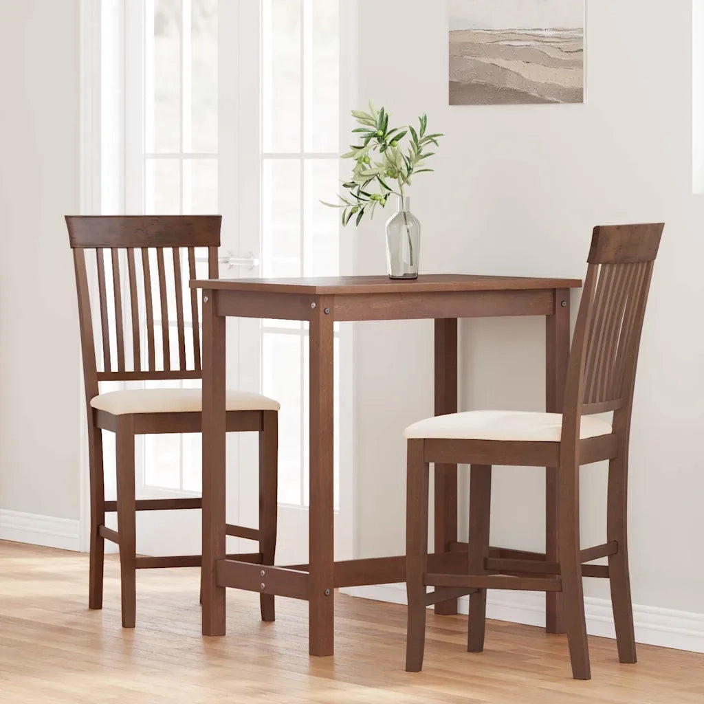 Sgabelli da Bar con Cuscini 2pz Marrone Legno Massello di Hevea 4102568