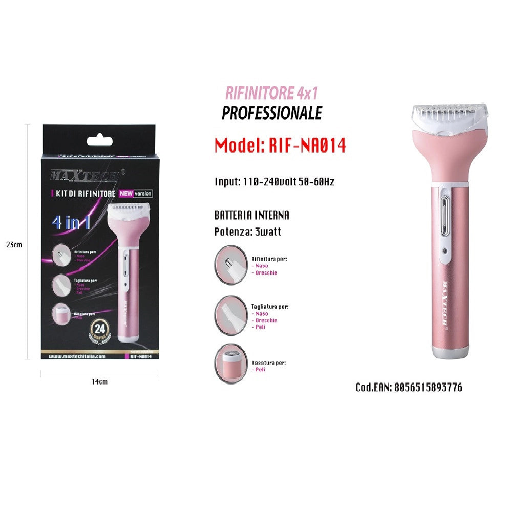 Trade Shop - Rasoio Rifinitore Precisione Per Peli Naso Orecchie Sopracciglia 4x1 Rif-na014 -
