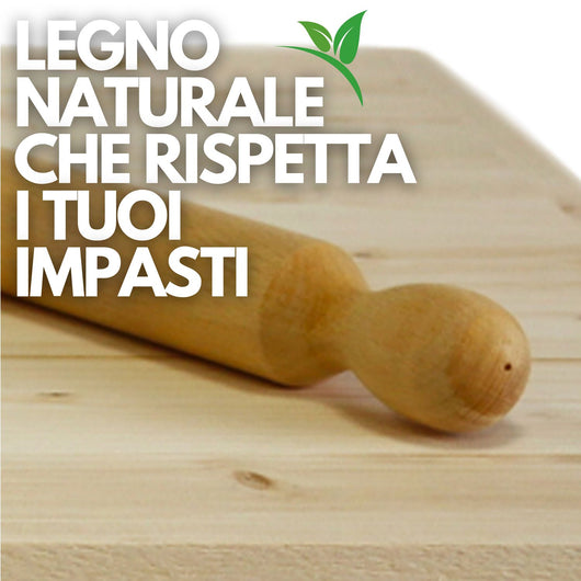 Spianatoia in Legno di Betulla Naturale Asse per Pasta Impastare e Stendere, Taglier SPIANATOIA CON MATTARELLO  57X38 cm