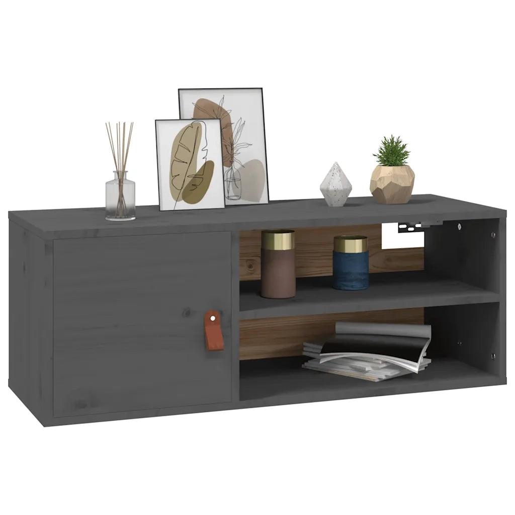 Pensile Grigio 80x30x30 cm in Legno Massello di Pino 818389
