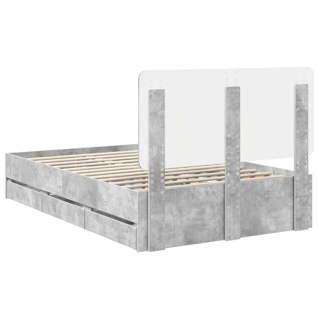Struttura del letto con cassetto Grigio cemento 135 x 190 cm