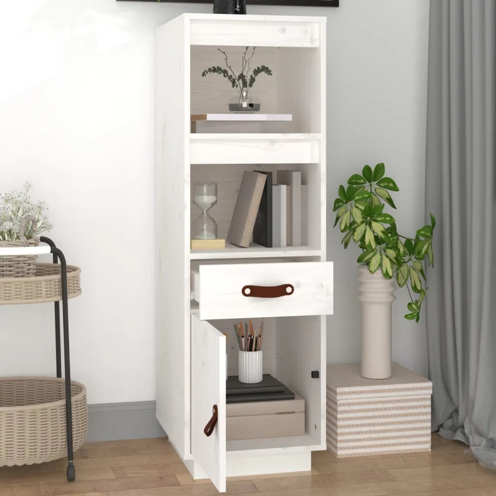 Credenza | Madia | Buffet da pranzo | Armadio da pranzo Bianca 34x40x108,5 cm in Legno Massello di Pino