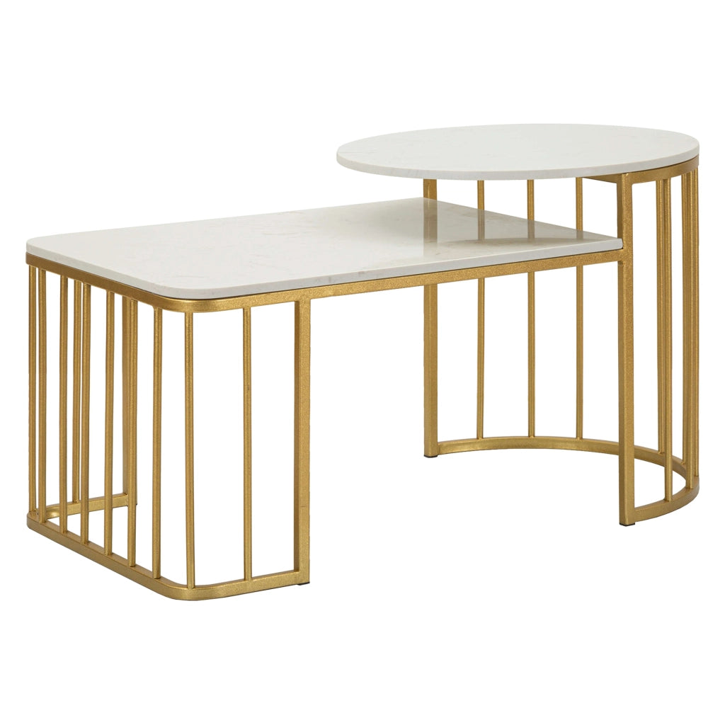 Fabara, Tavolino da Salotto Forma Rettangolare, 90x90x50h cm Bianco Marmo