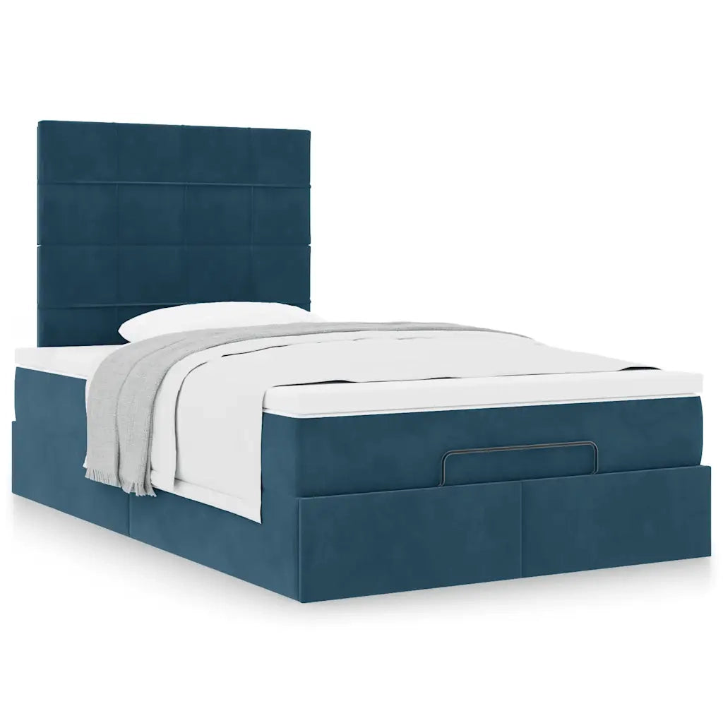 Struttura Letto Pouf con Materassi Blu Scuro 120x200 cm Velluto 3313467