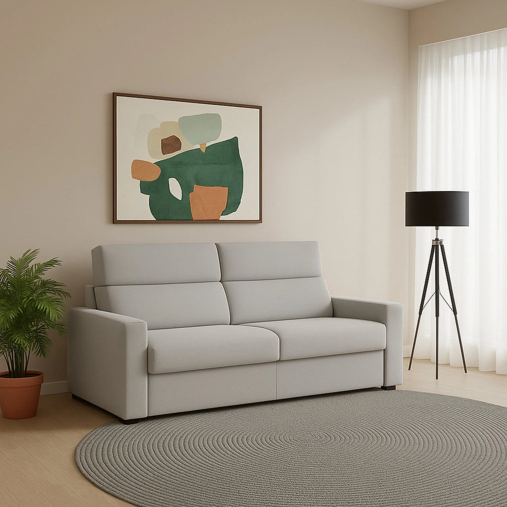 Vialfre, Divano Fisso 2 Posti Sfoderabile Made in Italy, 180x95x100h cm Grigio Chiaro