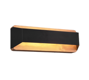 Applique LED bi-emissione, nero e naturale, 35x12 cm, Arino