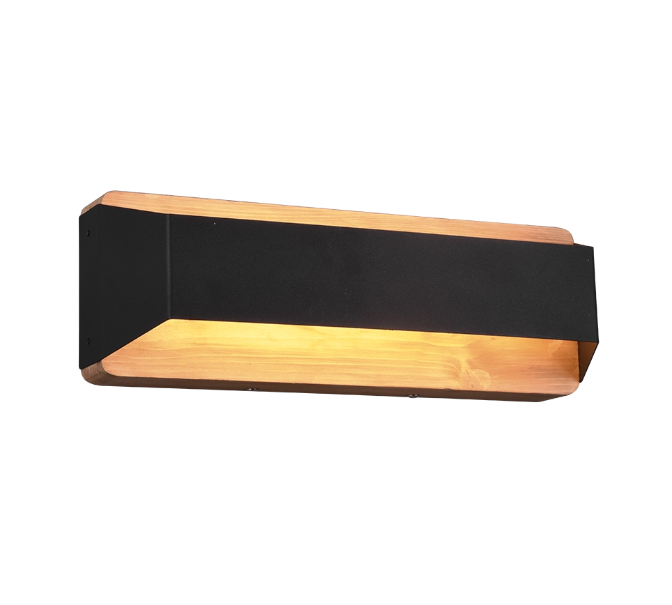 Applique LED bi-emissione, nero e naturale, 35x12 cm, Arino