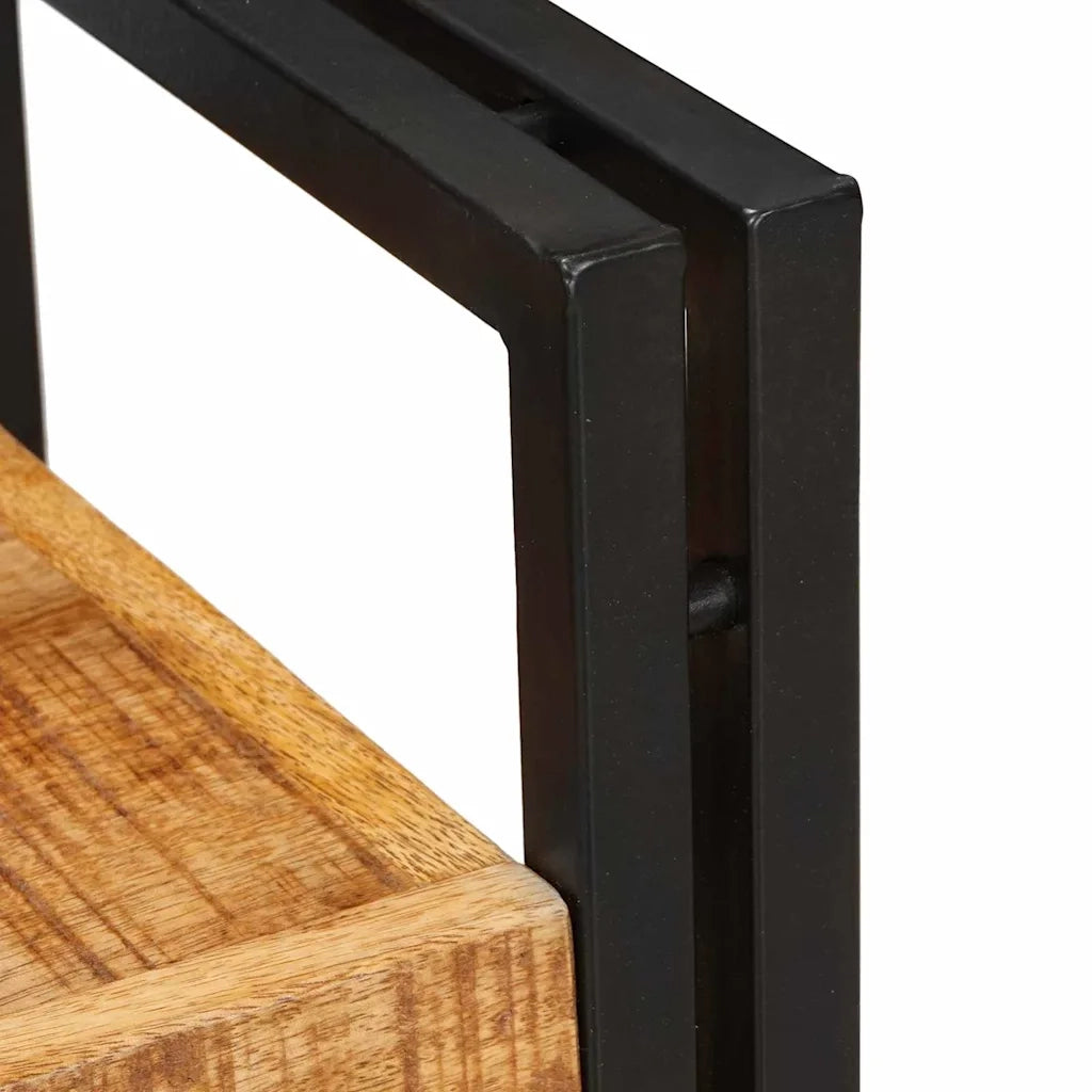 Set di 2 Comodini | Armadio da Notte | Mobiletto da notte Marrone e Nero Legno di mango massello