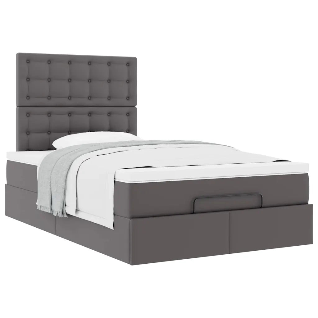 Struttura Letto Pouf con Materasso Grigio 120x190 cm Similpelle 3312994