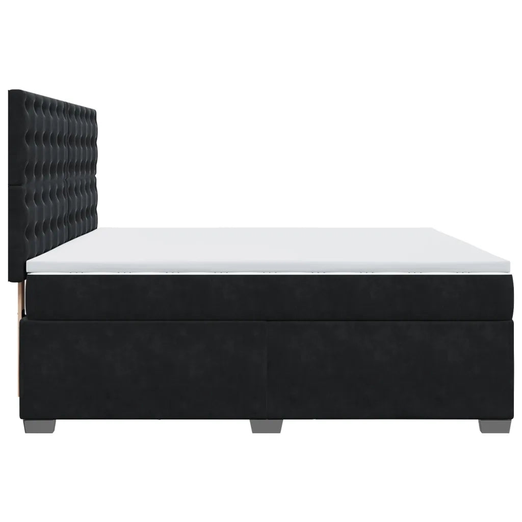 Giroletto a Molle con Materasso Nero 200x200 cm in Velluto 3291016