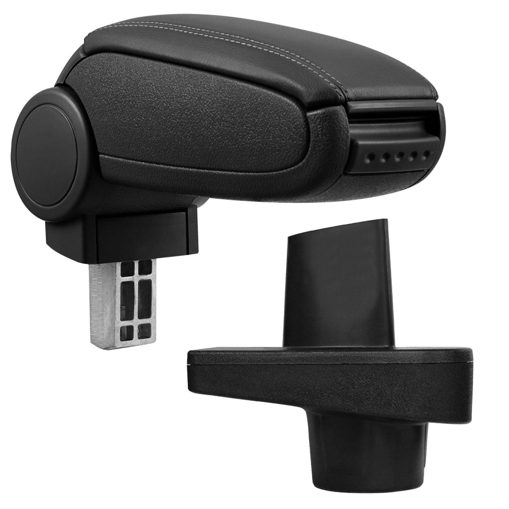 Bracciolo centrale per Renault Clio IV (Tipo X98) con vano imbottito in pelle-sintetico nero con cuciture nere 03_0000643