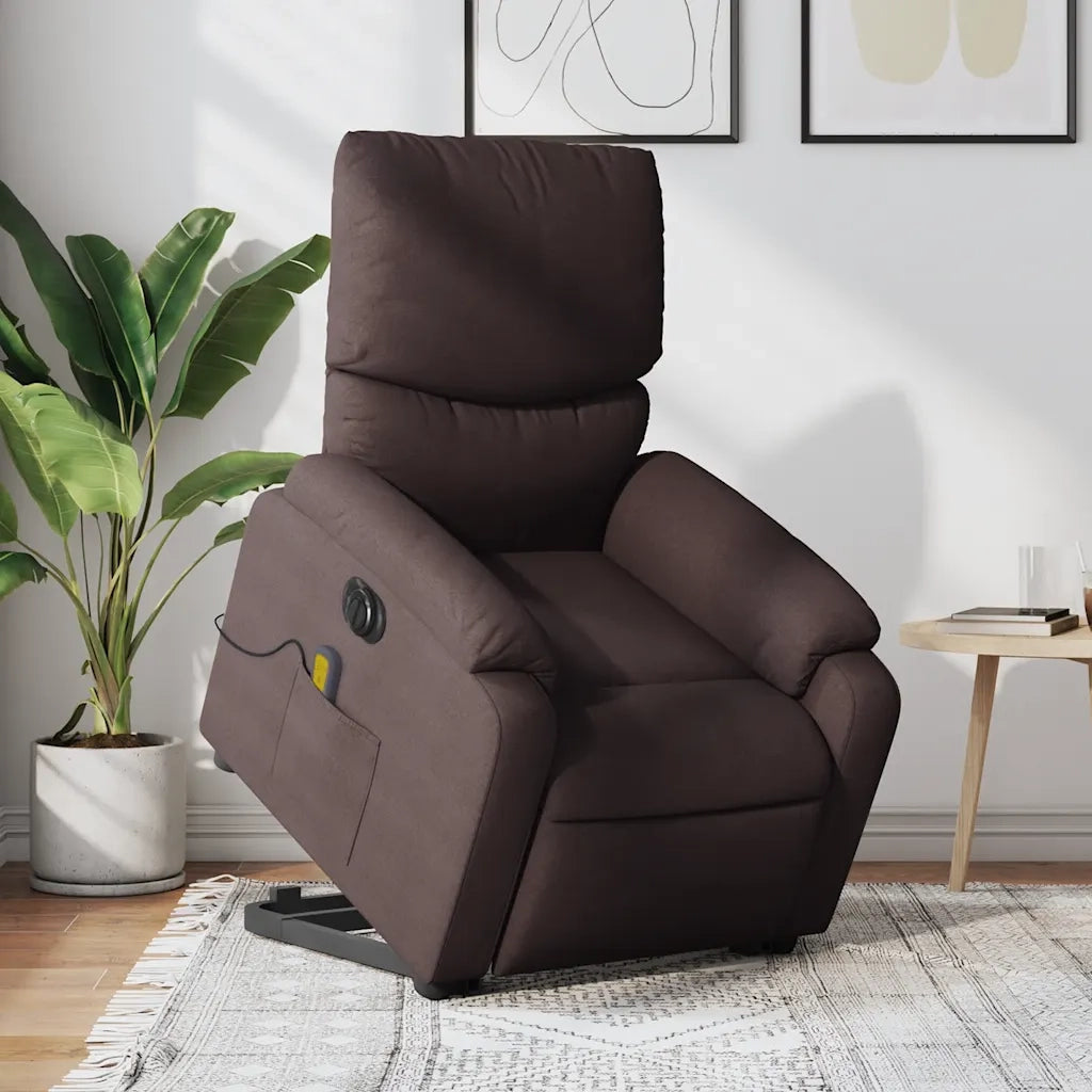 Poltrona Alzapersona Massaggio Elettrica Marrone Scuro Tessuto 3204865