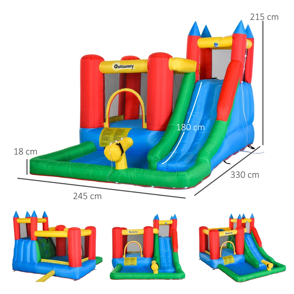 Easycomfort Gioco Gonfiabile per Bambini 3-8 Anni con Scivolo, Trampolino, Piscina, max 4 Bambini, 330x245x215cm