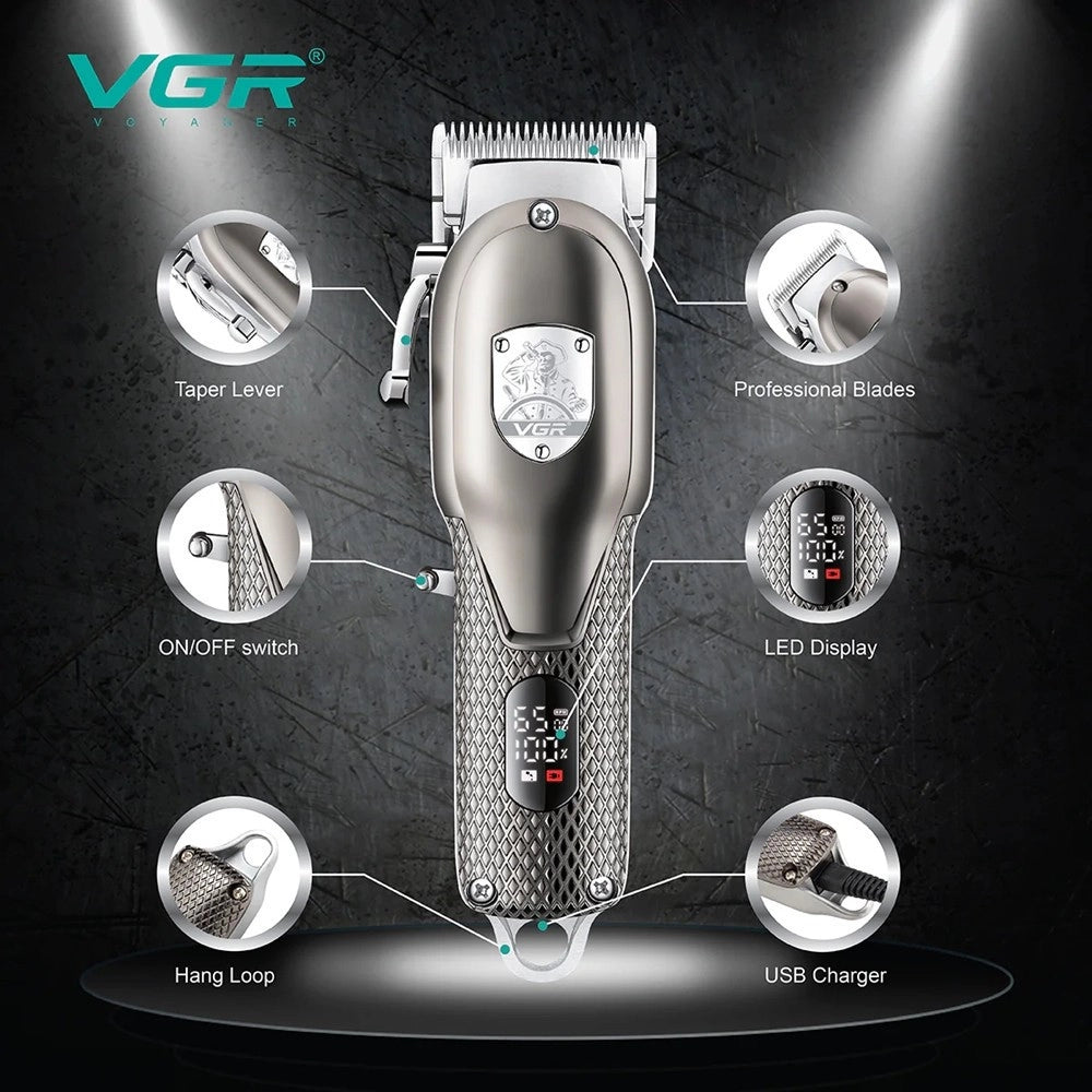 Trade Shop - Tagliacapelli Senza Fili Display Digitale Elettrico Batteria Ricaricabile V-276 -