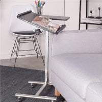 Tavolino Porta PC con 5ruote e Piano Inclinabile Regolabile Altezza 70-92 cm Nero