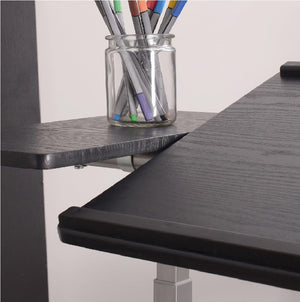 Tavolino Porta PC con 5ruote e Piano Inclinabile Regolabile Altezza 70-92 cm Nero