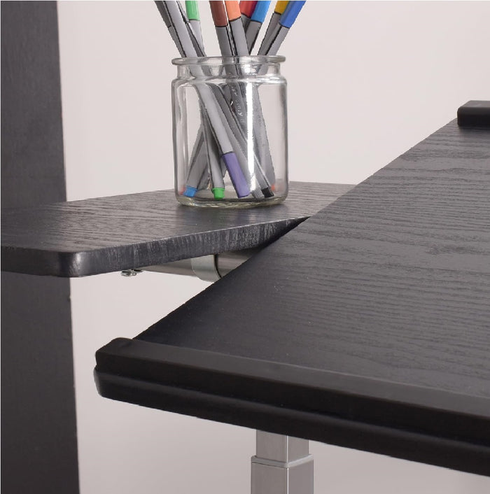 Tavolino Porta PC con 5ruote e Piano Inclinabile Regolabile Altezza 70-92 cm Nero