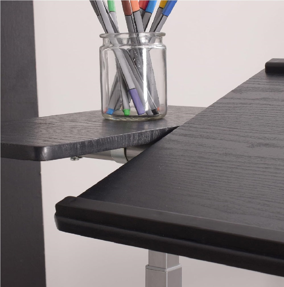 Tavolino Porta PC con 5ruote e Piano Inclinabile Regolabile Altezza 70-92 cm Nero