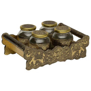 Vassoio in metallo goffrato dorato 25x13x6h