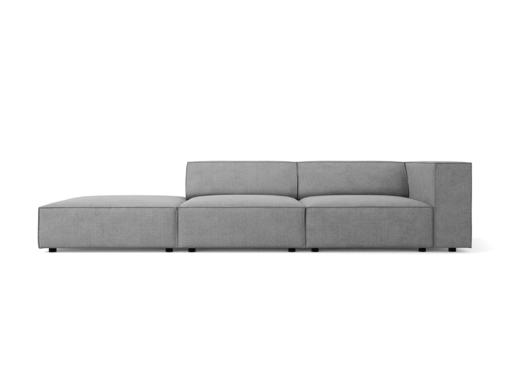 Cosmopolitan Design - Divano sinistro "Arendal" 4 posti in ciniglia con effetto a coste grigio scuro 