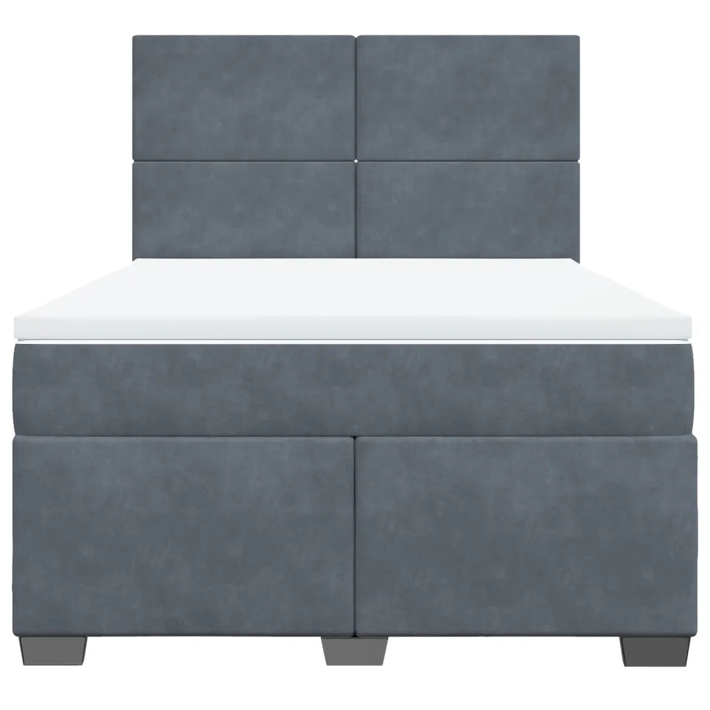 Giroletto a Molle con Materasso Grigio Scuro 160x200 cm Velluto