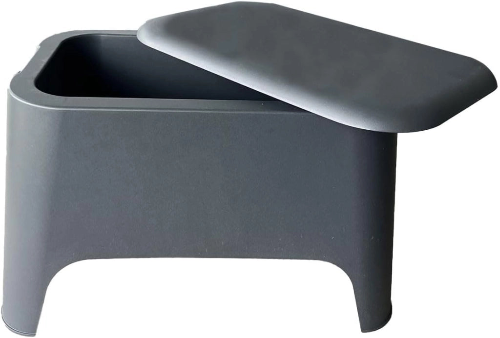 Tavolino Petra per interno ed esterno con vano portaoggetti 21 litri colore nero antracite Toomax confezione 4 pezzi