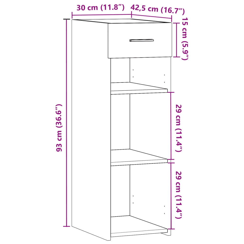 Credenza Grigio Cemento 30x42,5x93 cm in Legno Multistrato 846309