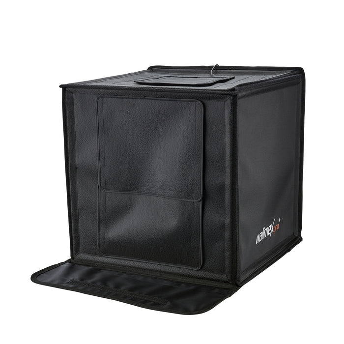 Walimex Pro Cubo di ripresa pronto all'uso (43 x 43 x 43 cm con illuminazione a LED, inclusi inserti per scanalature e diffusore) nero