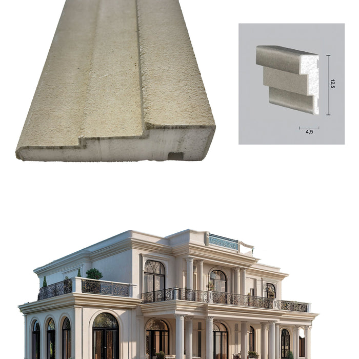 ml *** STOCK *** Pacco da 20ml di cornice decorativa in XPS Resinata per esterno 12,5X4,5X200cm PD120