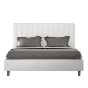 Letto Matrimoniale Francese 140x200 cm con Rete e Contenitore Agueda Bianco
