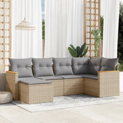Set Divano da Giardino 6 pz con Cuscini Beige in Polyrattan 3258580