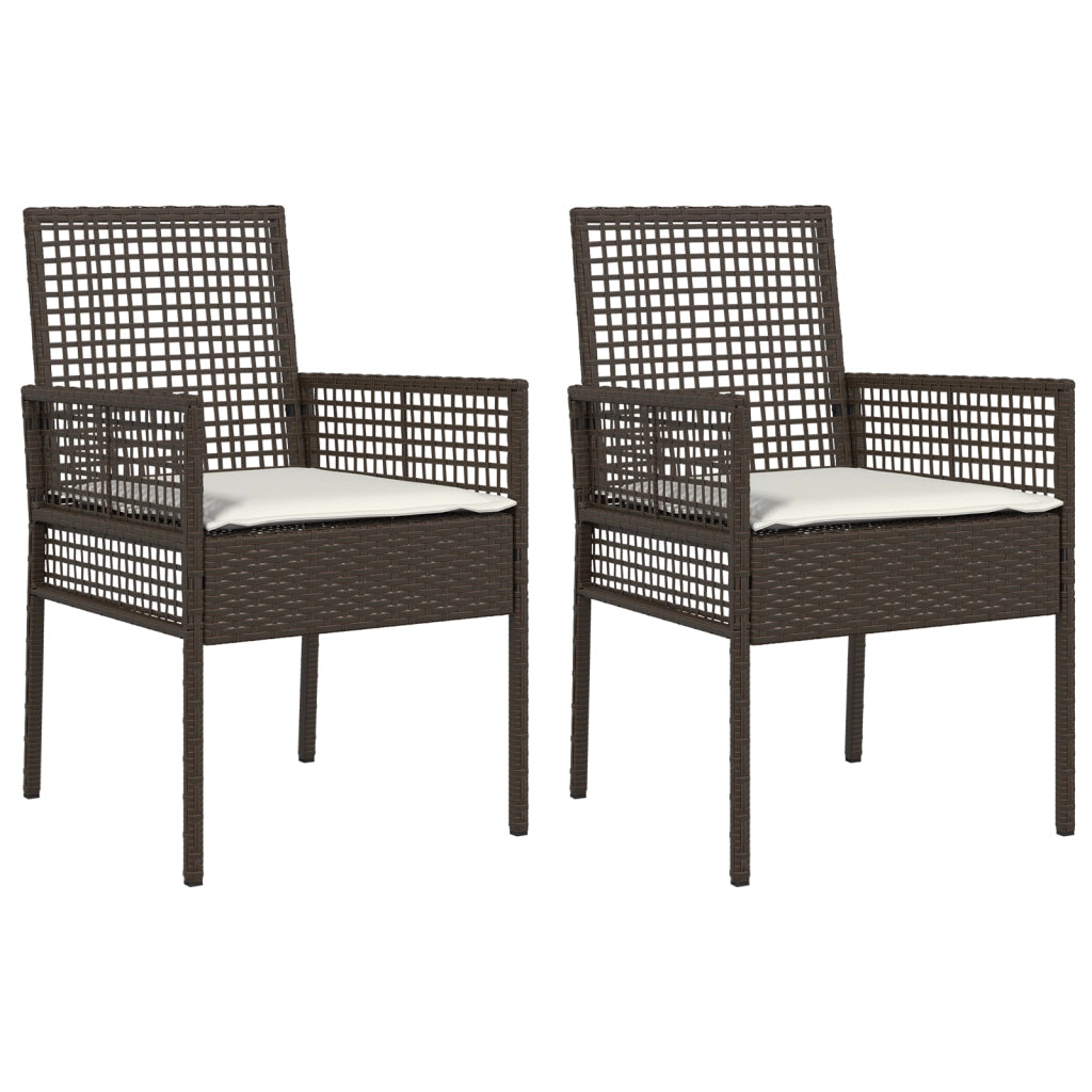 Sdraio da Giardino  2 pz con Cuscini Marrone Polirattan