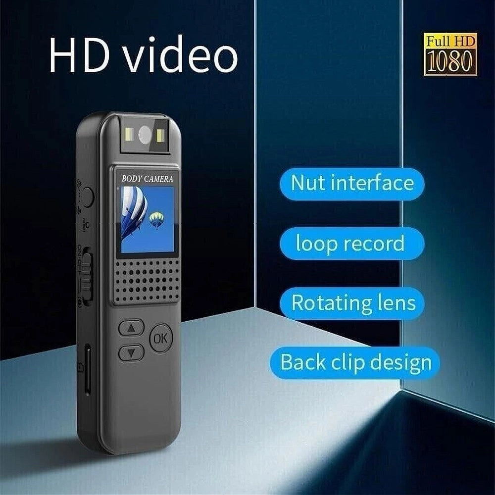 Trade Shop - Mini Telecamera Spia Lcd Con Lente Girevole Con Visione Notturna Bodycam Full Hd -