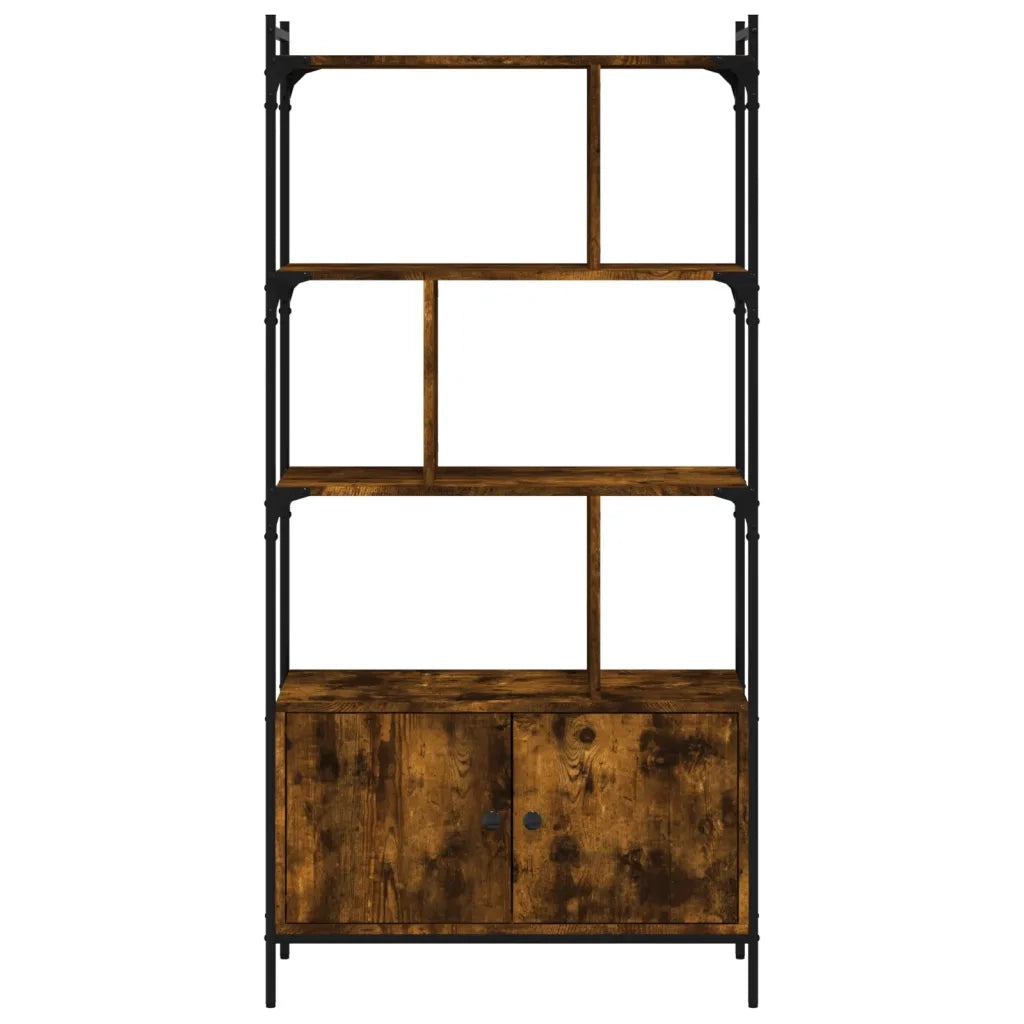 Libreria con Ante Rovere Fumo 76,5x30x154,5cm Legno Multistrato 833350