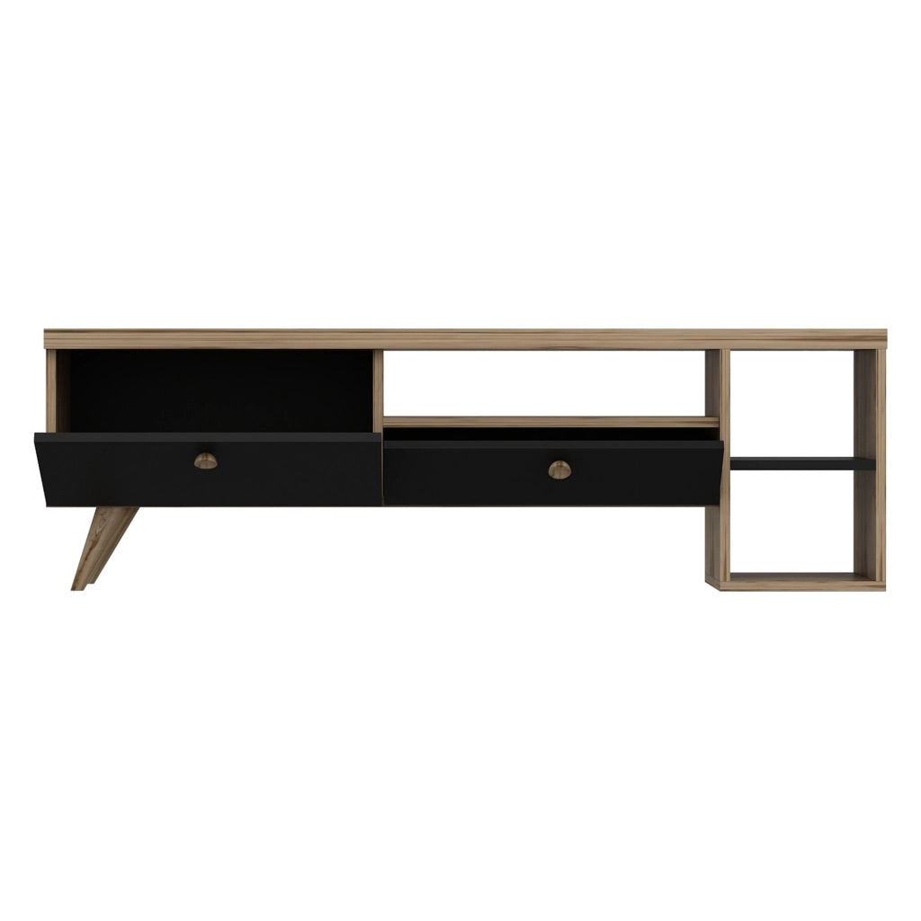 Filetto, Mobile Porta tv 2 Ripiani, 150x35x47h cm Nero Antracite