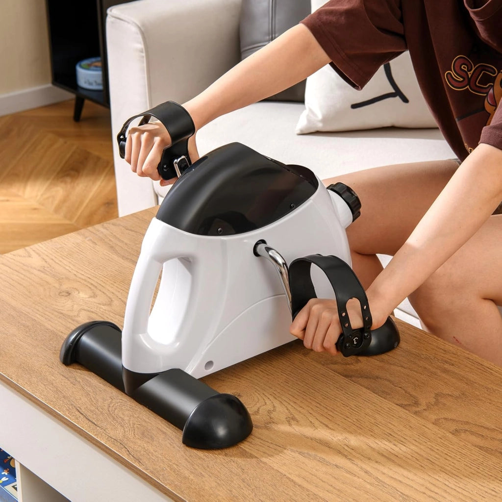 Mini Cyclette, Macchina Portatile per Pedaliere Braccia e Gambe con Display LCD, Cyclette sotto Scrivania da Interno per Allenamento, Portata 100 kg