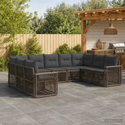 Set Divano da Giardino 9 pz Grigio e Grigio Scuro polyrattan 3435227