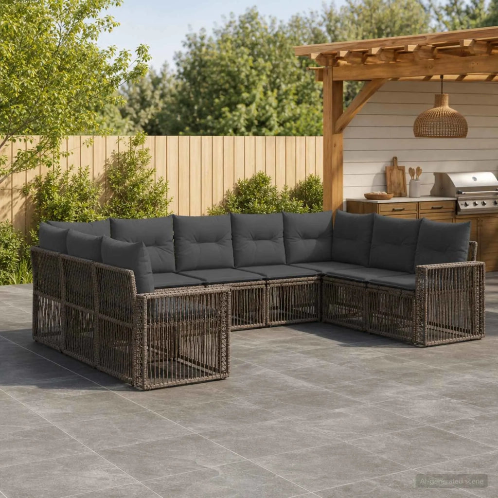 Set Divano da Giardino 9 pz Grigio e Grigio Scuro polyrattan 3435227