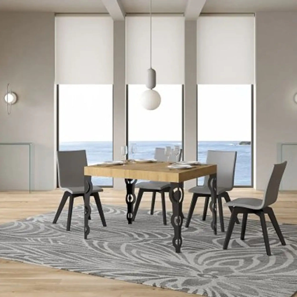 Tavolo allungabile 110/194x70 cm Karamay colore quercia natura gambe antracite