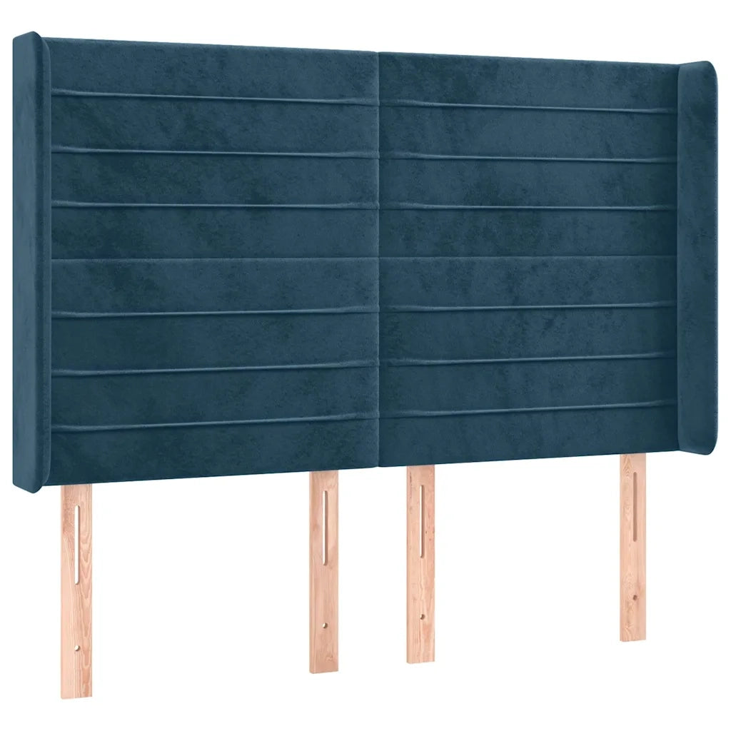 Testiera ad Orecchio Blu Scuro 147x16x118/128 cm in Velluto