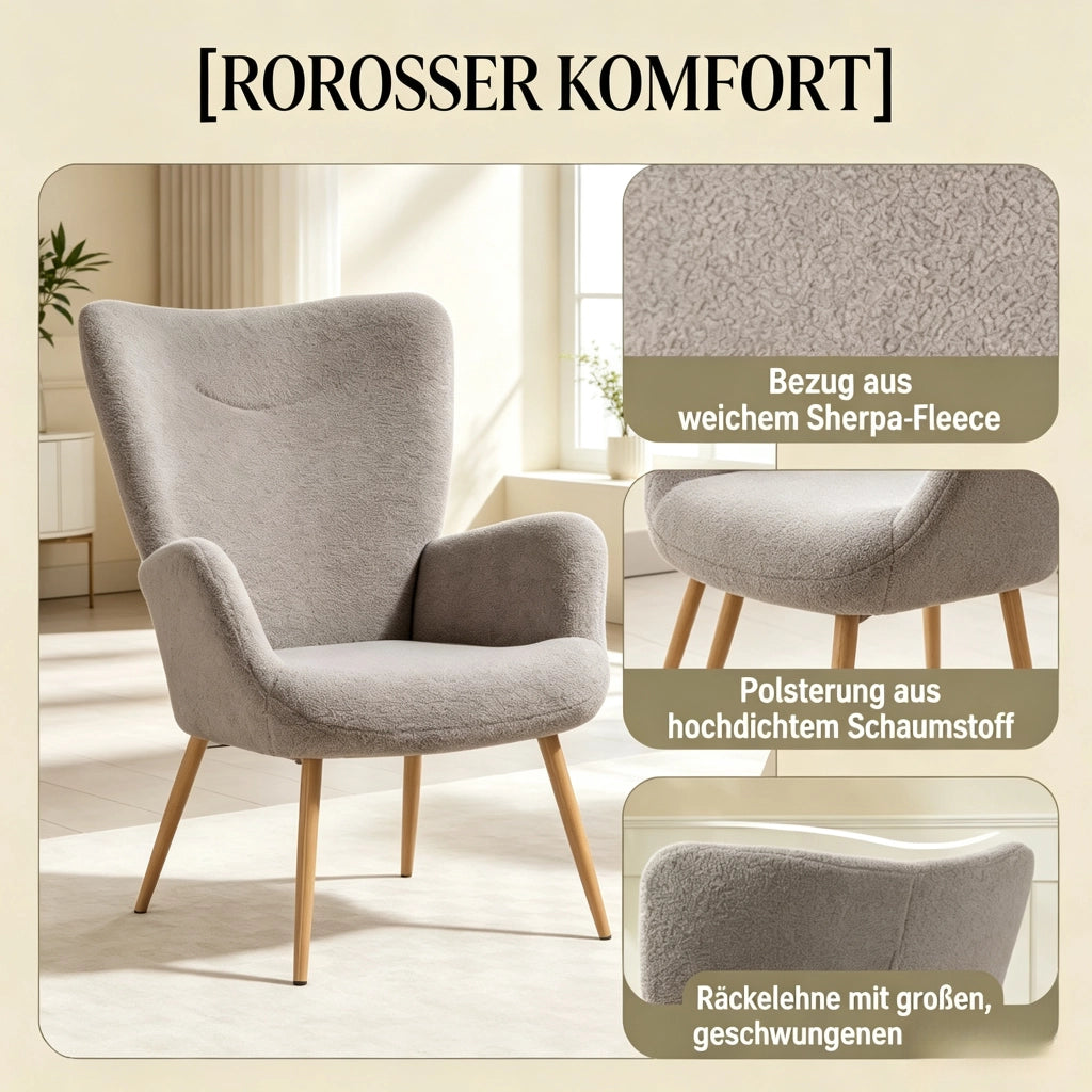 POLTRONA Lounge 71x74x97,5 cm Grigio in tessuto effetto frotté