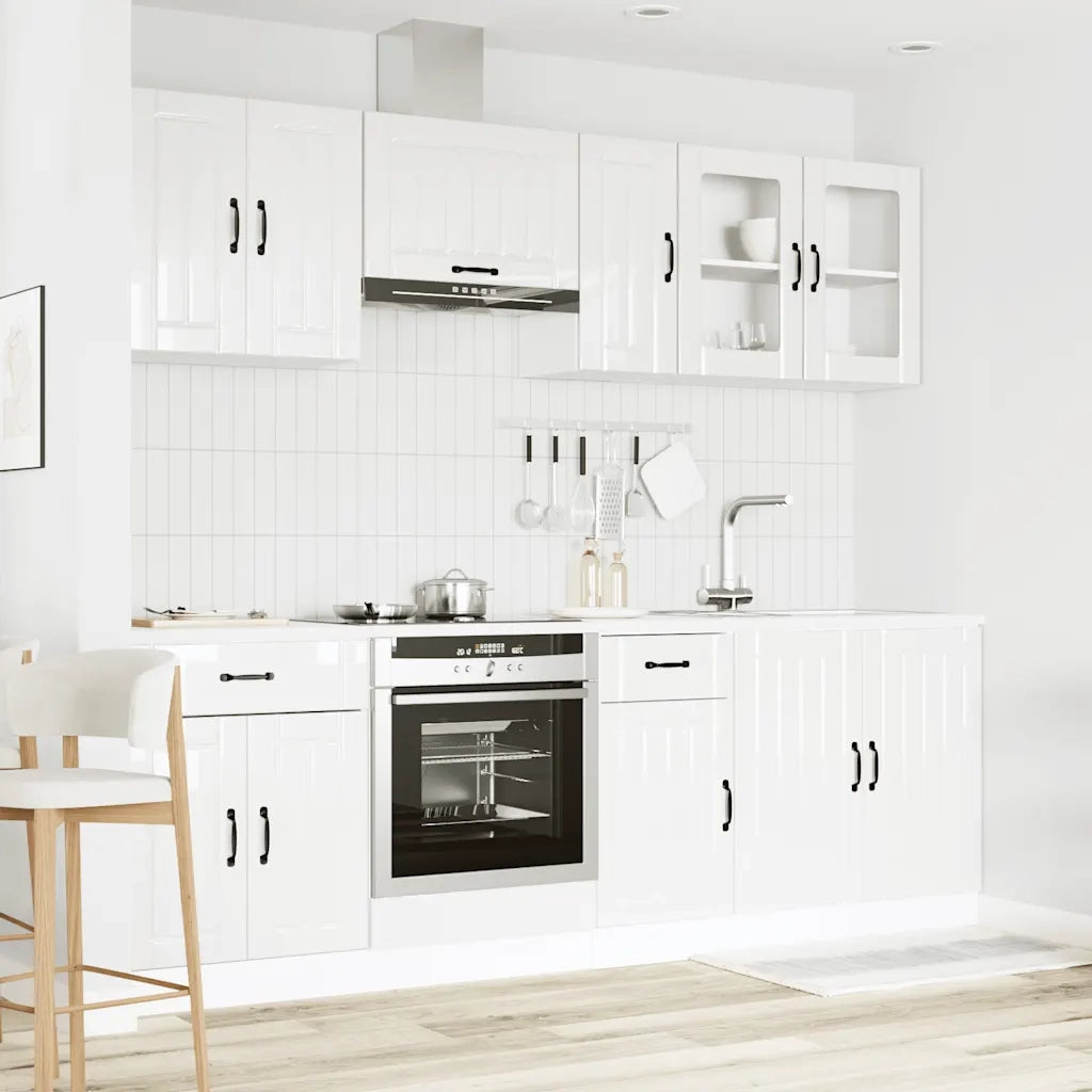 Set Mobili da Cucina 8 pz Lucca Bianchi Lucido in Truciolato 3314833